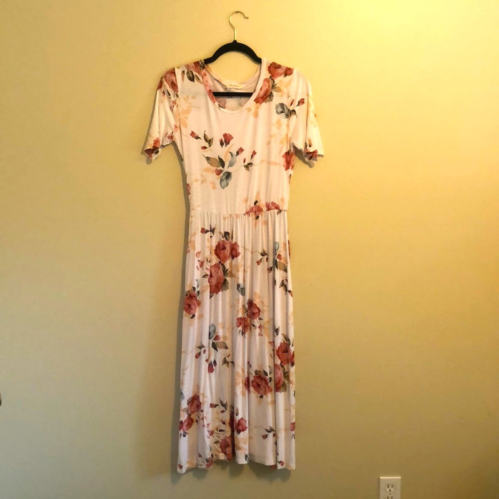 Process White Floral Midi Dress